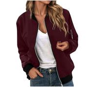 Generico Giacca Primaverile Donna, Giacca Mezza Stagione Donna, Giacche Primaverili Elegante Bomber Leggera Giubbotto a Vento Cappotto Con Zip