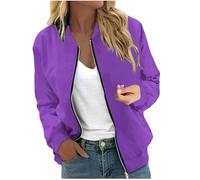 Generico Giacca Primaverile Donna Zip Sportiva Cappotto da Baseball College Blouson Pilota per La Primavera Bomber E Autunno Giacche Il Tempo Libero