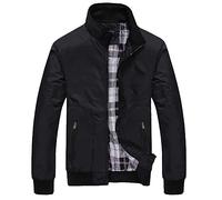Generico Giacca Primaverile Estiva Uomo Fodera a Quadri con Collo Alto e Zip Giubbino Cento Grammi Autunno Sahariana Vento Casual Jacket For Men Elegante Cardigan Leggero per Sportiva Lavoro,Nero,M