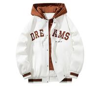 Generico Giacca Primaverile Uomo, Giacca da Uomo Casual Primavera E Autunno con Cappuccio Street Trend Abbigliamento da Baseball Giacca Ricamata