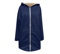 Generico giacca sherpa donna elegante,Giacca in pile femminile media lunghezza con cappuccio morbida e riscaldata per uso quotidiano invernale taglie forti con zip e tasche