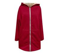 Generico giacca sherpa donna elegante,Giacca in pile femminile media lunghezza con cappuccio morbida e riscaldata per uso quotidiano invernale taglie forti con zip e tasche