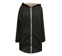Generico giacca sherpa donna elegante,Giacca in pile femminile media lunghezza con cappuccio morbida e riscaldata per uso quotidiano invernale taglie forti con zip e tasche