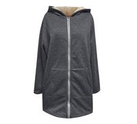 Generico giacca sherpa donna elegante,Giacca in pile femminile media lunghezza con cappuccio morbida e riscaldata per uso quotidiano invernale taglie forti con zip e tasche