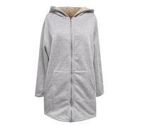 Generico giacca sherpa donna elegante,Giacca in pile femminile media lunghezza con cappuccio morbida e riscaldata per uso quotidiano invernale taglie forti con zip e tasche