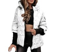 Generico Giacca Trapuntata Donna con Cappuccio e Patchwork e Zip Giacca Imbottita Donna Calda per Autunno Inverno Cappotto Donna