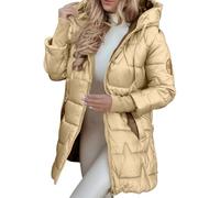 Generico Giacca Trapuntata Donna con Cappuccio e Zip e Patchwork Giacca Imbottita Donna Calda per Autunno Inverno Cappotto Donna