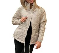 Generico Giacca Trapuntata Donna con Zip e Collo Alto e Patchwork Giacca Imbottita Donna Casual per Autunno Inverno Cappotto Donna