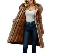 Generico Giacca Trapuntata Donna Lunga con Cappuccio e Patchwork Rimovibile Giacca Imbottita Donna Calda per Autunno Inverno Cappotto Donna