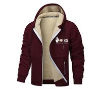 Generico Giacca Uomo Invernale Calda,Felpa con Cappuccio in Pile Elegante con Stampa di Lettere Comoda E Calda Ideale per l'Abbigliamento Casual All'Aperto Ideale per Vestirsi A Strati in Diverse