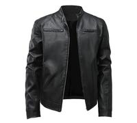 Generico Giacca Uomo Pelle, Giacca Antivento Uomo Leggera Sottile con Tasca Maniche Lunghe Giacca Pelle Biker Motociclista alla Moda Classica Cappotto in Ecopelle per Il Tempo Libero