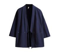 Generico Giacche da Chef Giapponese con Maniche A 3/4 Capispalla Culturale per Uomo E Donna(Size:M,Color:Blu)
