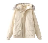 Generico Giacche Da Escursionismo Da Donna Giacca 2024 Inverno Nuovo Cotone Rivestito Donne Europeo Americano Retro Grigio Torta Per Superare Spesso Caldo Cappuccio Giacca Donna Leggera Beige M