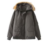 Generico Giacche Da Escursionismo Da Donna Giacca 2024 Inverno Nuovo Cotone Rivestito Donne Europeo Americano Retro Grigio Torta Per Superare Spesso Caldo Cappuccio Giacca Donna Leggera Grey L