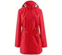 Generico Giacche Da Escursionismo Da Donna Giacca Womens Rain Jacket Windproof Adjustable Windbreaker Raincoats Long Sleeve Outdoor Trench Coat Giacca Sportiva Donna Impermeabile Red Xxxl
