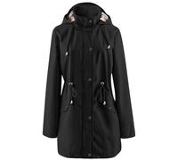 Generico Giacche Da Escursionismo Da Donna Giacca Womens Rain Jacket Windproof Adjustable Windbreaker Raincoats Long Sleeve Outdoor Trench Coat Giacca Sportiva Donna Black Xxxl