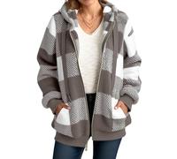 Generico Giacche Invernali Donna, Cappotto Invernale da Donna con Zip E Cappuccio Cappotto Cerniera Caldo Parka Casuale Sciolto Giacche a Vento Cappotti di Peluche Outerwear per Il Tempo Libero