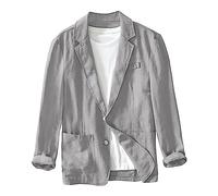 Generico Giacche Leggere Estive da Uomo Capispalla in Cotone E Lino dal Taglio Ampio Elegante Blazer Casual A Tre Bottoni Cappotti Sportivi Primaverili A Tinta Unita Blazer Classiche
