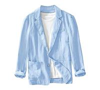 Generico Giacche Leggere Estive da Uomo Capispalla in Cotone E Lino dal Taglio Ampio Elegante Blazer Casual A Tre Bottoni Cappotti Sportivi Primaverili A Tinta Unita Blazer Classiche