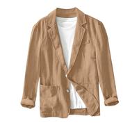 Generico Giacche Leggere Estive da Uomo Capispalla in Cotone E Lino dal Taglio Ampio Elegante Blazer Casual A Tre Bottoni Cappotti Sportivi Primaverili A Tinta Unita Blazer Classiche