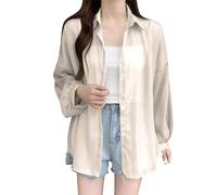 Generico Giacchetto Autunno Donna Antipioggia Camicetta In Chiffon Da Sole Firmata Camicia Da Donna Leggera Con Protezione Solare A Maniche Lunghe Giubbino 100 Grammi Giubbino 100 Gr Beige L