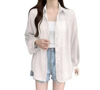 Generico Giacchetto Autunno Donna Antipioggia Camicetta In Chiffon Da Sole Firmata Camicia Da Donna Leggera Con Protezione Solare A Maniche Lunghe Giubbino 100 Grammi Giubbino 100 Gr White L