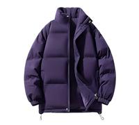 Generico Giaccone Invernale Uomo Tinte Unite, Giacca Softshell Uomo Cerniera Senza Cappuccio Collo Alto, Piumini Termica - Giubbotti Fitness Vintage Viola 3XL
