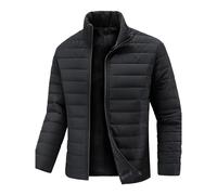 Generico Giaccone Invernale Uomo Tinte Unite, Giubbotto Termico Uomo Collo Alto Senza Cappuccio Cerniera, Piumini Classic - Giacche Running Trekking Nero XXL