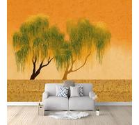 Generico Giallo Arancio Carta da parati panoramica 350 x 256 cm (L x A), Cinese Artistico Salice Carta da parati personalizzata per la decorazione del soggiorno e della camera da letto