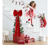 Generico Gigante - Grande di Diverse Dimensioni, Fiocchi di Velluto Bordeaux riutilizzabili di Grandi Dimensioni Pre legati per Albero di Natale | Fiocchi giganti per Recinzione per Porta i