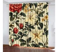 Generico Giglio Tende Ombreggiatura da 2 Pannelli 110L x 215A CM,3D Stile Pastorale Tenda,Lavabile in lavatrice Soggiorno Tende, Poliestere Isolamento Termico Protezione UV Tenda Con Occhiello
