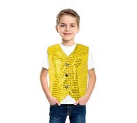 Generico Gilet Bambino Elegante con Paillette Scollo a V Senza Maniche Giacca Panciotto Bambino Moda Tinta Unita Paillette Gilet Ragazzo per Festive Feste Dance Performance (02-giallo, 12-18 mesi)