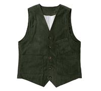 Generico Gilet da uomo in pelle uomo peller di capra camoscio classico intelligente morbida pelle uomu senza fermi sport gilet casual vintage stile cowboy