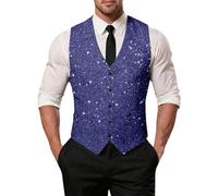 Generico Gilet da Uomo per Carnevale Smoking Gilet Lucentezza Metallica per Lavoro Stampato Panciotto da Retro Disco Panciotto per Matrimonio Leggero Maglietta Senza Maniche Corte Discoteca