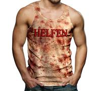 Genérico Gilet di Halloween per uomo taglia grande pigiama uomo stampa sanguinosa gilet uomo manica corta allentato top con bottoni casual all'aperto festa di Halloween, Blu chiaro, S