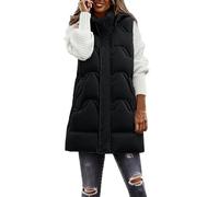 Generico Gilet Donna Invernale Elegante, Smanicato Donna Invernale con Cappuccio Zip Caldo Trapuntato Piumino Gilet di Transizione Senza Maniche Leggero Caldo Gilet Lungo Autunno Invernale