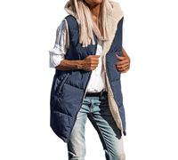 Generico Gilet Donna Inverno, Gilet Lungo Donna Smanicato con Zip Trapuntato Tinta Unita Piumino Smanicato Sciolto Casual Classico Gilet di Media Lunghezza Giubbotto All'aperto