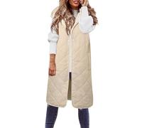 Generico Gilet Donna Inverno, Smanicato Donna Lungo Senza Maniche Caldo Gilet Piumino Elegante Invernale Trapuntato Imbottita Smanicato Giacche Lunga con Tasche All'aperto