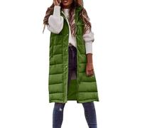 Generico Gilet Donna Leggero, Piumino Smanicato Donna con Cappuccio Taglie Forti Piumini Gilet Elegante Tinta Unita Lungo Senza Maniche Imbottito Cappotti con Tasche Outdoor
