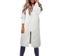 Generico Gilet Donna Piumino, Giubbino Smanicato Donna con Cappuccio Taglie Forti Piumini Gilet Elegante Tinta Unita Lungo Senza Maniche Imbottito Cappotti con Tasche Quotidiano