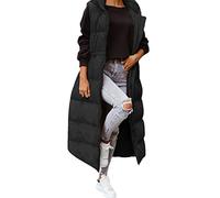 Generico Gilet Lungo da Donna Senza Maniche Caldo Elegante Trapuntato con Cappuccio Imbottita Giacca Gilet Piumino Smanicato Invernale Leggero Lavoro Cotone Giubbotto Smanicato retrò