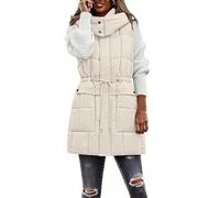 Generico Gilet Lungo Donna, Smanicato Donna con Cappuccio Senza Maniche Pile Elegante Leggero Caldo Lunga Piumino con Cappuccio Imbottito Casual Cappotto Invernali Quotidiano