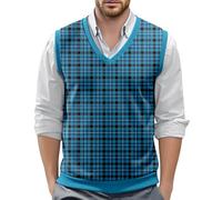 Genérico Gilet Studente Leggero Gilet a scacchi da Uomo Scollo a V Abbigliamento Fondo Uniforme Scuola Maglia Spessa Protezione Contro il Freddo in Inverno, Blu F, M