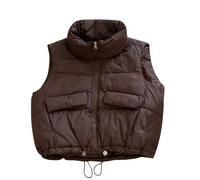 Generico Gilet Termico Donna, Smanicato Donna Invernale Senza Cappuccio Zip Caldo Trapuntato Piumino Gilet di Transizione Senza Maniche Leggero Caldo Gilet Lungo Quotidiano