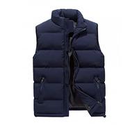 Generico Gilet Uomo Invernale Cerniera, Giubbotto da Lavoro Uomo Senza Cappuccio Tinte Unite a Listino con Tasche, Gilet Trekking - Abbigliamento Unico Montagna Blu M
