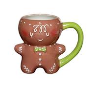 Generico Gingerbread | Con Manico Ergonomico A Tema Pan Di - 28cl In Ceramica Per Natale | per l'Autunno i Bambini gli Uomini le Bevande Fredde il Viaggio il Tè Halloween le Donne