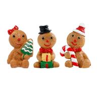 Generico Gingerbread Man Figurines 3 Pieces - Resin Table Christmas Ornament Set | Holiday Figurine Decor for Indoor Home Shelf Mantel Display Seasonal Bonsai Decoration