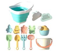 Genérico Giocattoli da Viaggio - Set da spiaggia pieghevole | Kit da costruzione Castello portatile | Secchio in silicone pieghevole | Pale durevoli | Stoccaggio Borse in rete | He