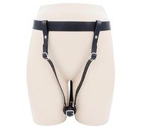 Generico Giocattoli del sesso in pelle vibrante, imbracatura con cintura, supporto per vibratore, imbracatura Bondage per giochi sessuali per adulti, kit di cinghie in pelle regolabili (Nero)