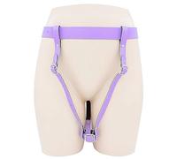 Generico Giocattoli del sesso in pelle vibrante, imbracatura con cintura, supporto per vibratore, imbracatura Bondage per giochi sessuali per adulti, kit di cinghie in pelle regolabili (Viola)